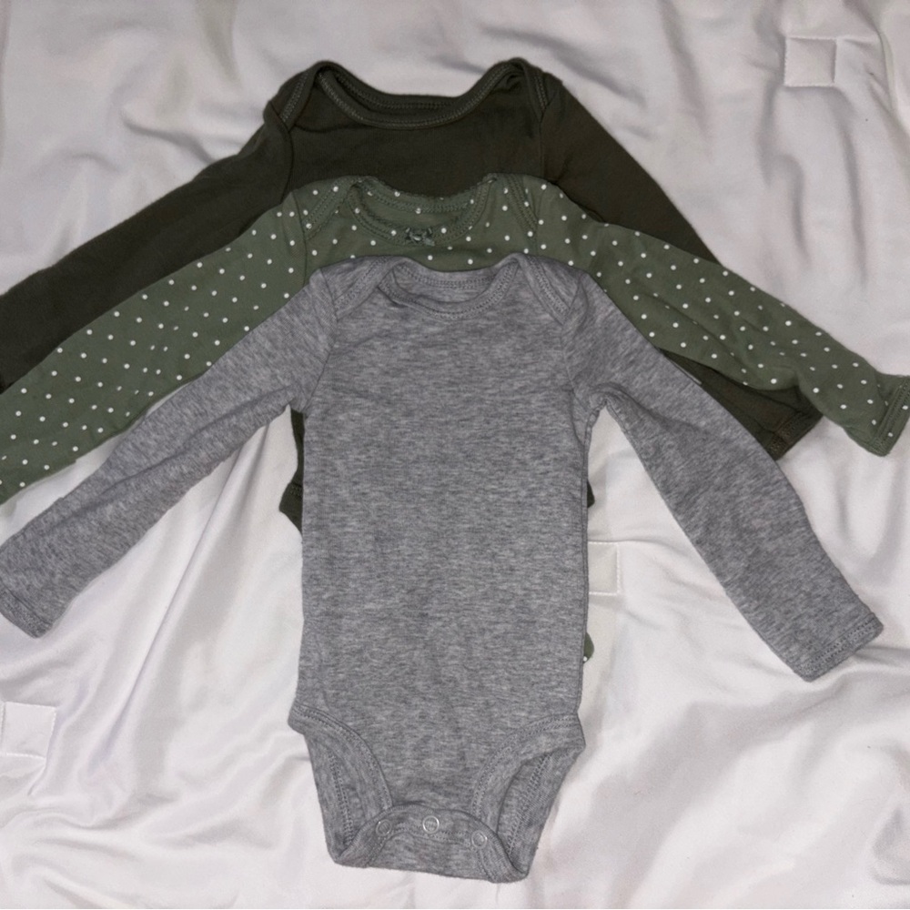 Carter's Gray and Green Bodysuits Soft Cotton One Pieces